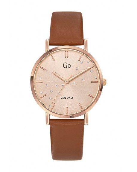 Go Girl Montre Femme Acier Doré Rose Cuir Marron 699392