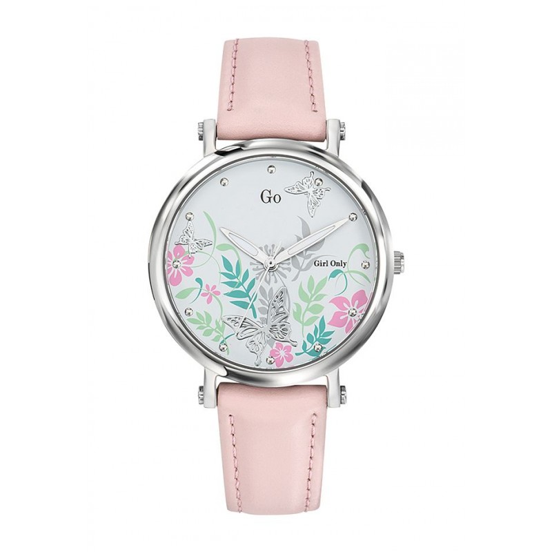 Montre Go Femme Acier Cuir Rose 699100
