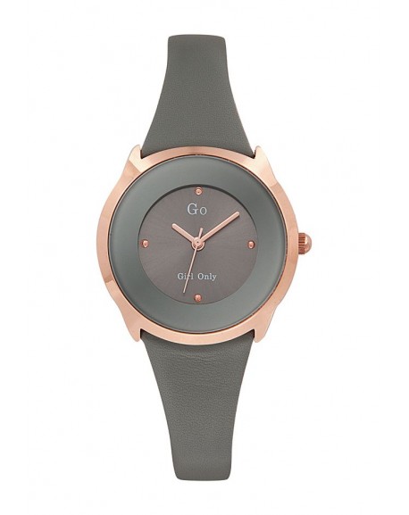 Montre Go Femme Acier Rosé Cuir Gris 698810