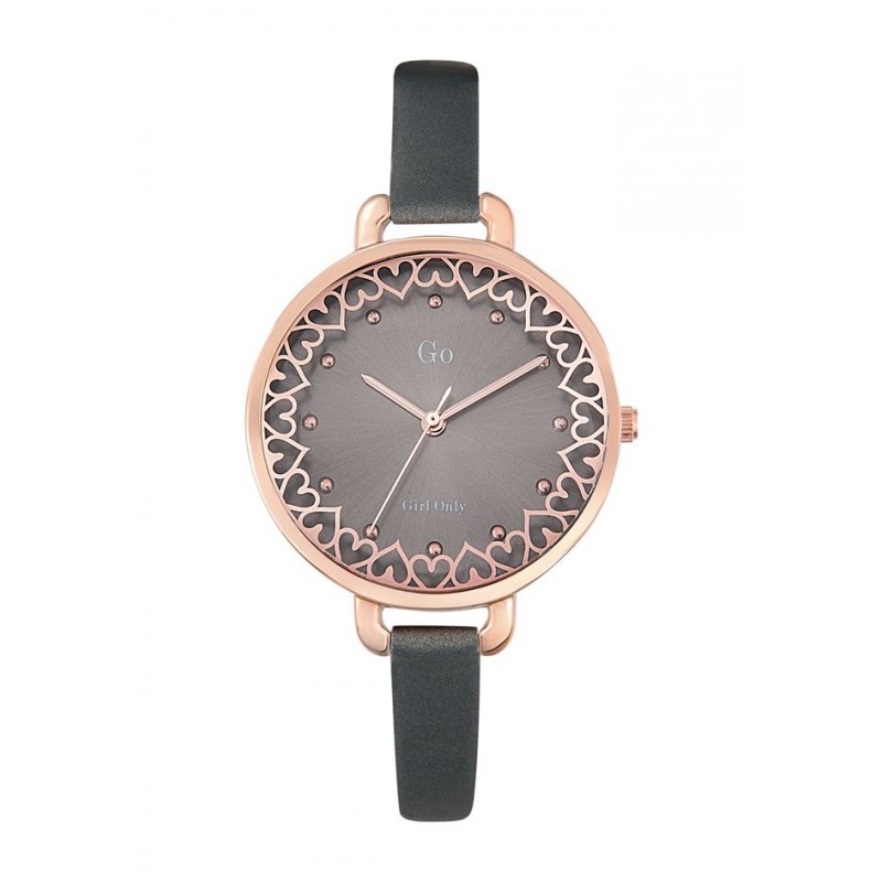 Montre Go Femme Acier rosé Cuir Gris 698807 Montre Go Femme Acier rosé Cuir Gris 698807