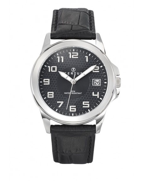 Montre Certus Homme Acier Cuir Noir 610728