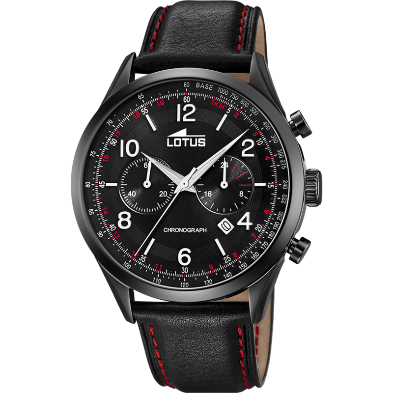 Montre Lotus homme Chrono Acier PVD Noir Cuir Noir 18559/1 Montre Lotus homme Chrono Acier PVD Noir Cuir Noir 18559/1