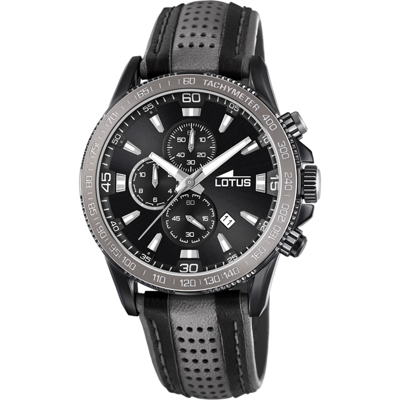 Montre Lotus Homme Chrono Acier Cuir Gris 18592/4