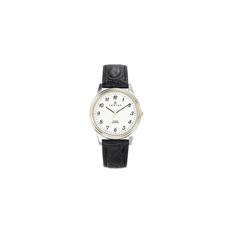 Montre Certus Homme Bicolore Cuir Noir 611222 Classique Montre Certus Homme Bicolore Cuir Noir 611222 Classique