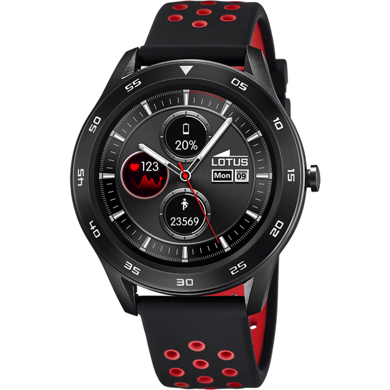 Lotus Connectée Montre Homme Silicone Noir et Rouge 50013/4
