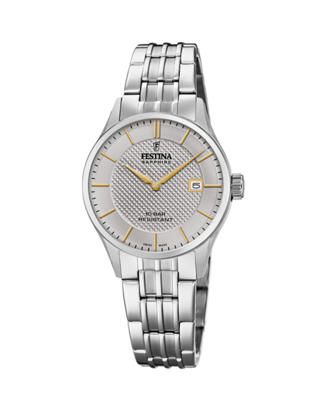 copy of Festina Montre Femme Mademoiselle Swarovski Acier Doré rose Cuir Blanc F20406/1