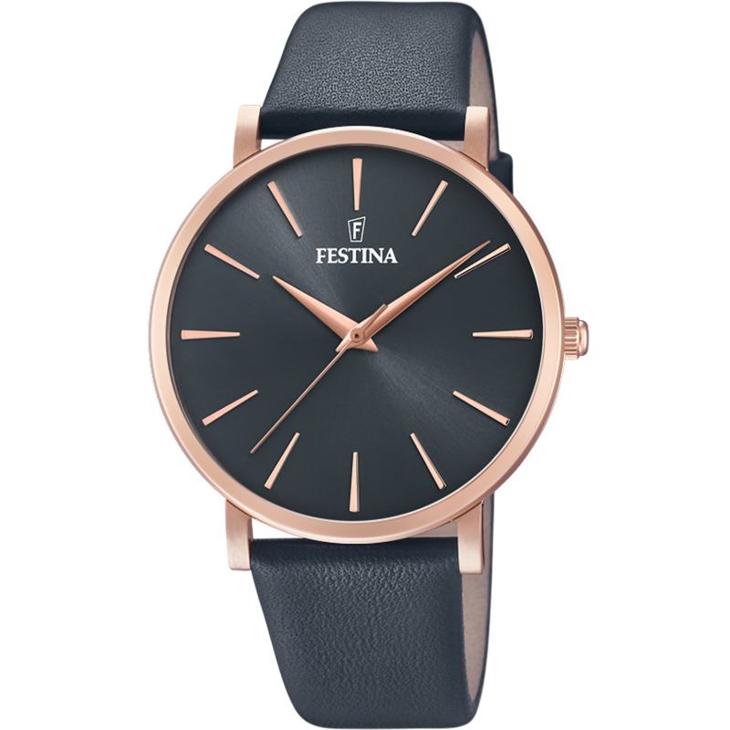 Montre Festina Femme Boyfriend AcierRosé Cuir Gris F20373/2 Montre Festina Femme Boyfriend AcierRosé Cuir Gris F20373/2