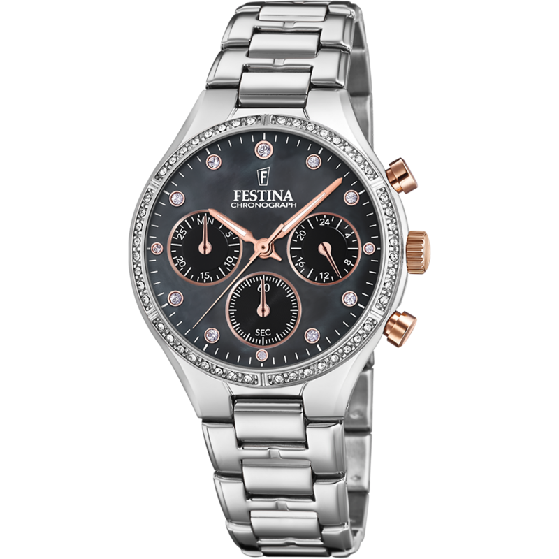 Festina Montre Femme Boyfriend Chrono Acier F20401/4 Festina Montre Femme Boyfriend Chrono Acier F20401/4