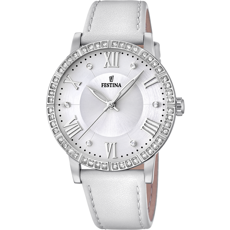 Montre Festina Femme Boyfriend Acier Cuir Blanc F20412/1 Montre Festina Femme Boyfriend Acier Cuir Blanc F20412/1