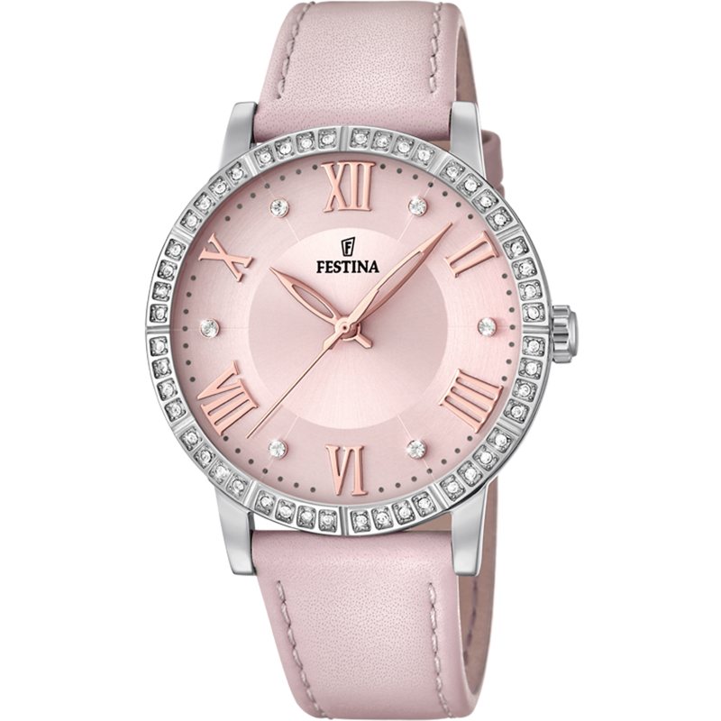 Montre Festina Femme Boyfriend Acier Cuir Rose F20412/2 Montre Festina Femme Boyfriend Acier Cuir Rose F20412/2