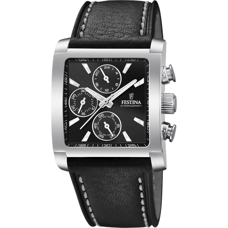 Festina Timeless Montre Homme Multifonction Acier Cuir Noir F20424/3 Festina Timeless Montre Homme Multifonction Acier Cuir Noir F20424/3