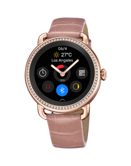 Festina Smartime Connectée Montre Femme Acier Doré Rose Cuir Rose  F50002/2-GPerduMesAiguilles.com
