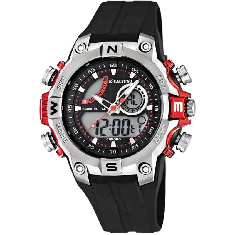 Montre Calypso Homme Chrono Silicone Noir K5586/1 Sport - 100 Mètres Montre Calypso Homme Chrono Silicone Noir K5586/1 Sport - 100 Mètres