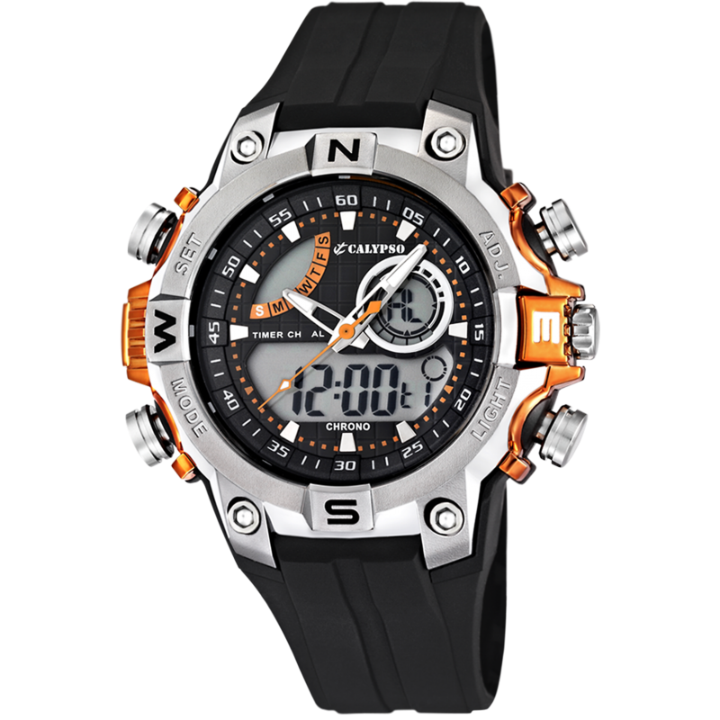 Montre Calypso Homme Chrono Silicone Noir K5586/4 Sport - 100 Mètres Montre Calypso Homme Chrono Silicone Noir K5586/4 Sport - 100 Mètres