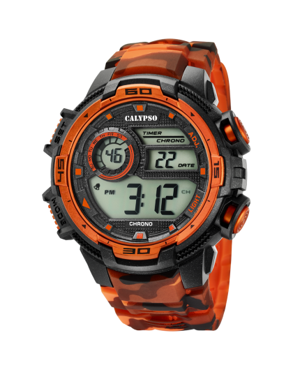 Calypso X-Trem Montre homme cadran Digital bracelet Orange camouflage-K5723/5