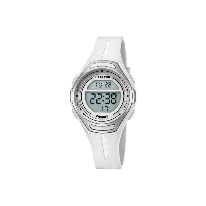 Montre Calypso Chrono Résine Blanc K5727/1 Sport - 100 Mètres Montre Calypso Chrono Résine Blanc K5727/1 Sport - 100 Mètres