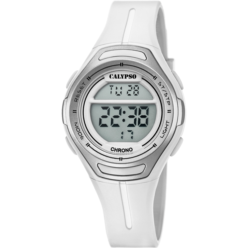 Montre Calypso Chrono Résine Blanc K5727/1 Sport - 100 Mètres Montre Calypso Chrono Résine Blanc K5727/1 Sport - 100 Mètres