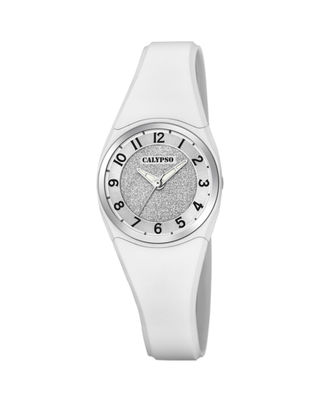Calypso Trendy Montre femme cadran Argenté bracelet Blanc-K5752/1