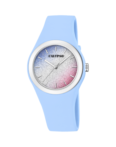 Calypso Trendy Montre Femme Cadran Gris Bracelet Silicone Bleu-K5754/4