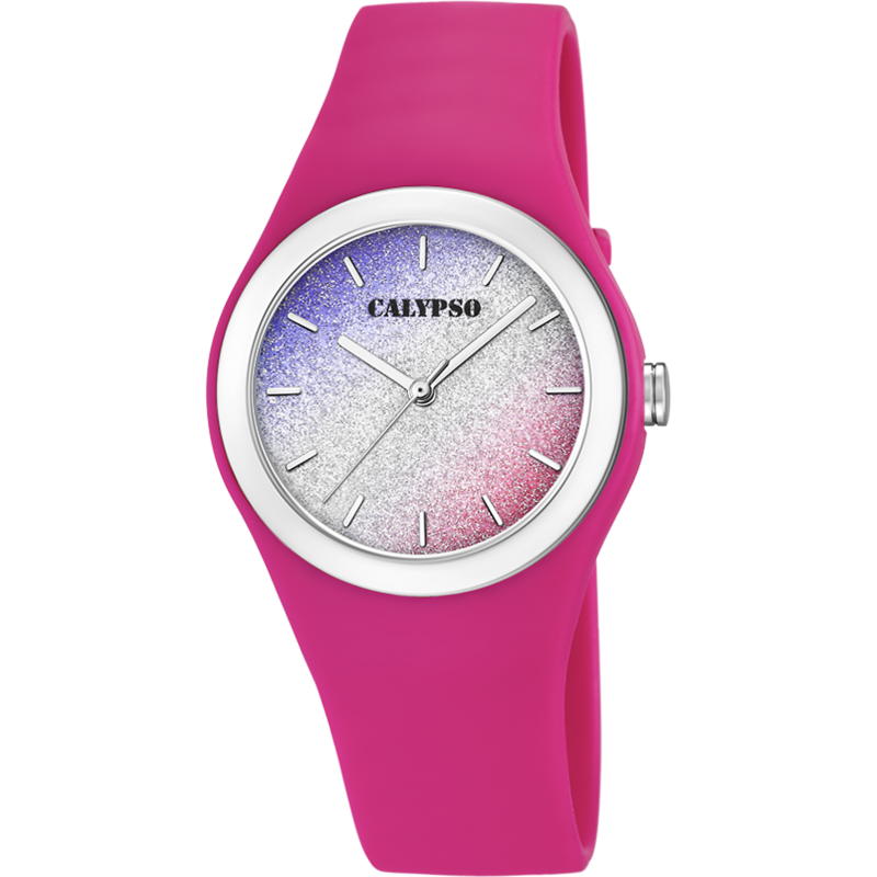 Calypso Trendy Montre Femme Cadran Gris Bracelet Silicone Fuchsia-K5754/5 Calypso Trendy Montre Femme Cadran Gris Bracelet Silicone Fuchsia-K5754/5