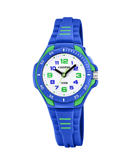 Calypso Sweet Time Montre junior cadran Blanc bracelet Bleu et vert-K5757/4