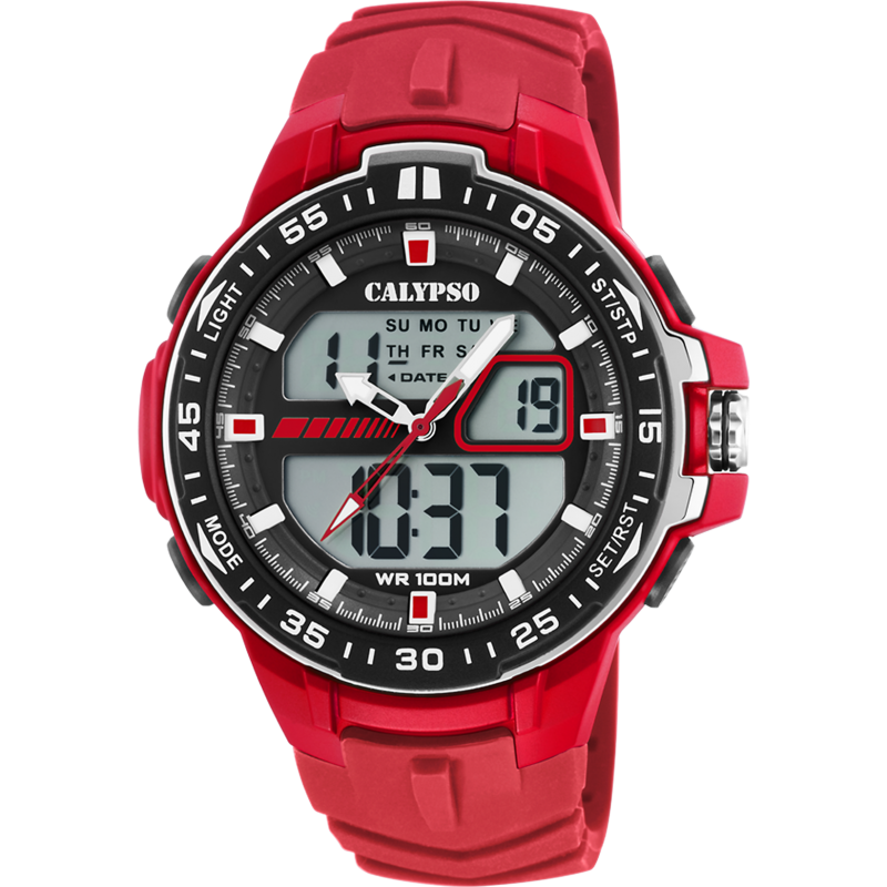 Calypso Street Style Montre Homme Double Affichage Bracelet Rouge-K5766/2 Calypso Street Style Montre Homme Double Affichage Bracelet Rouge-K5766/2