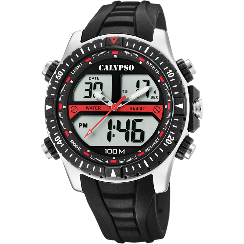 Calypso Street Style Montre Homme Double Affichage Bracelet Noir-K5773/4