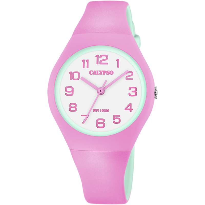 Calypso Sweet Time Montre Femme Cadran Blanc Bracelet Silicone Rose-K5777/6