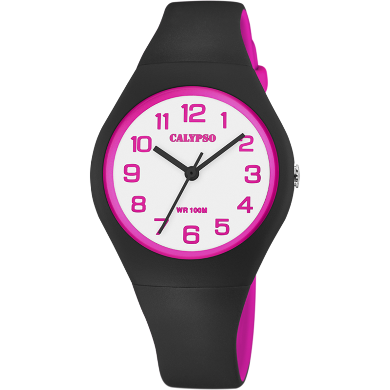 Calypso Sweet Time Montre Femme Cadran Blanc Bracelet Silicone Noir-K5777/8 Calypso Sweet Time Montre Femme Cadran Blanc Bracelet Silicone Noir-K5777/8