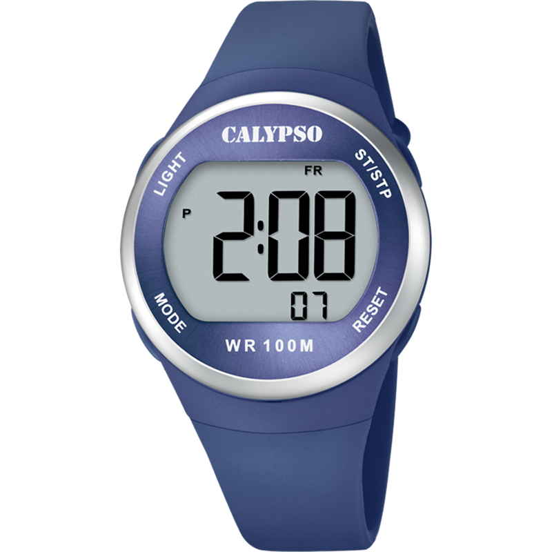 Calypso Montre Mixte Digital Color Splash Chrono Silicone Bleu K5786/3