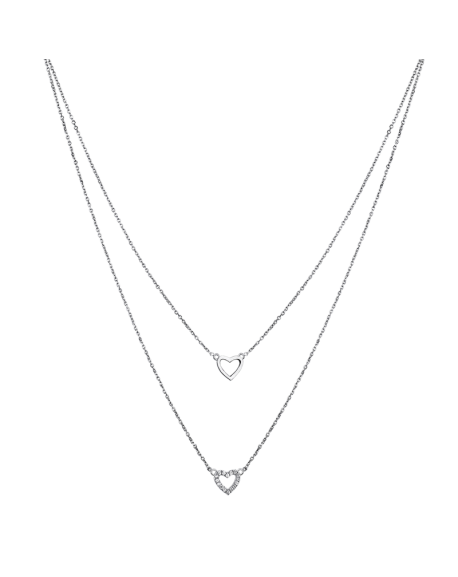 Lotus Silver Collier Femme Argent Double Chaine Coeurs - LP1516-1/1