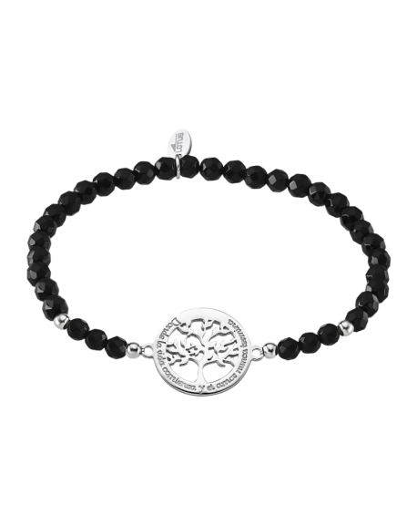 Lotus Silver Bracelet Femme Perles Onyx Noires Et Arbre De Vie - LP1641-2/2