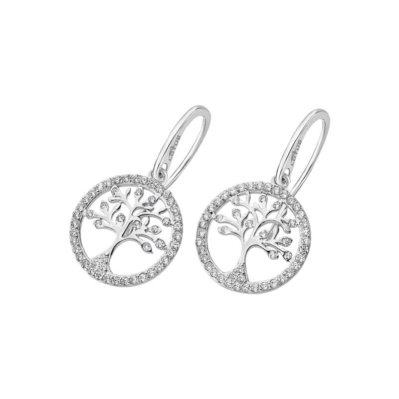 Boucles D'oreilles Pendantes Arbre De Vie En Argent - Modèle 2769 - Occasion En Parfait état - Percées