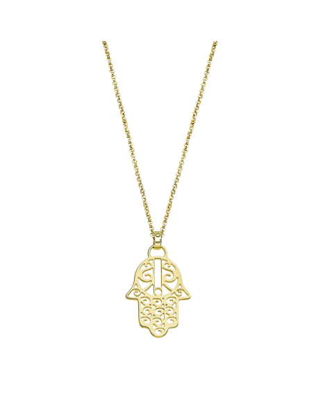 Lotus Silver Collier Femme Doré Pendentif Main De Fatma - LP1849-1/2