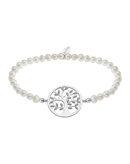 Lotus Silver Bracelet Femme Perles Blanches Arbre De Vie - LP1892-2/1