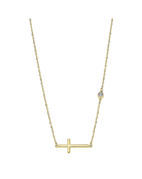 Lotus Silver Collier Femme Doré Croix - LP1918-1/2