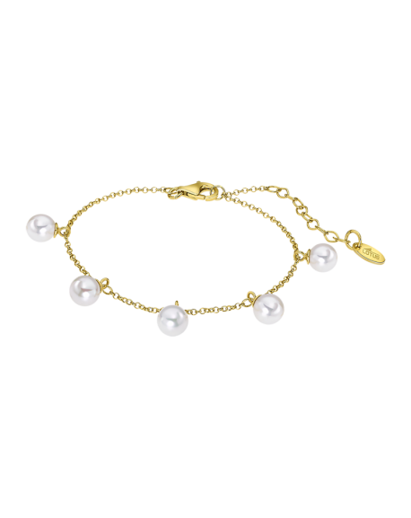 Lotus Silver Bracelet Femme Doré Et Perles Blanches - LP1932-2/1