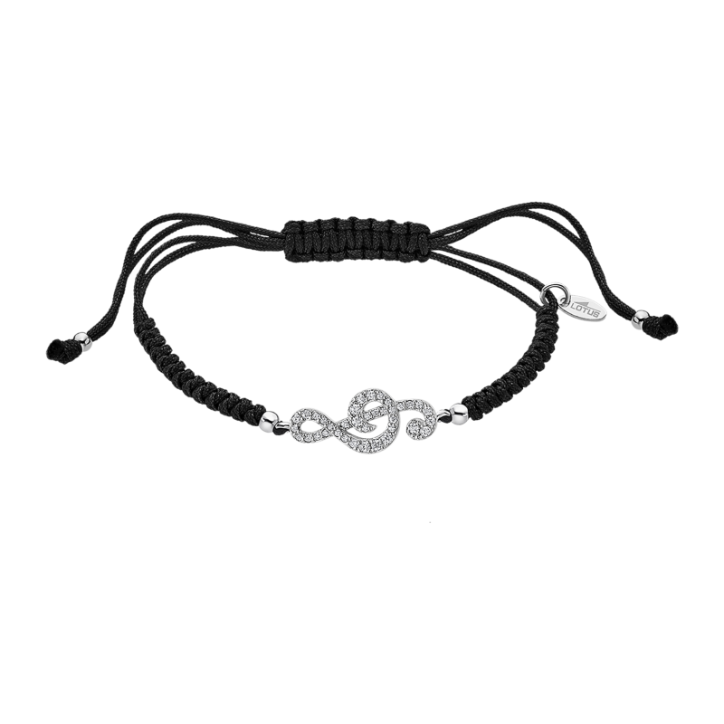 Lotus Silver Bracelet Femme Clef De Sol Argent Cordon Noir- LP1966-2/2 Lotus Silver Bracelet Femme Clef De Sol Argent Cordon Noir- LP1966-2/2