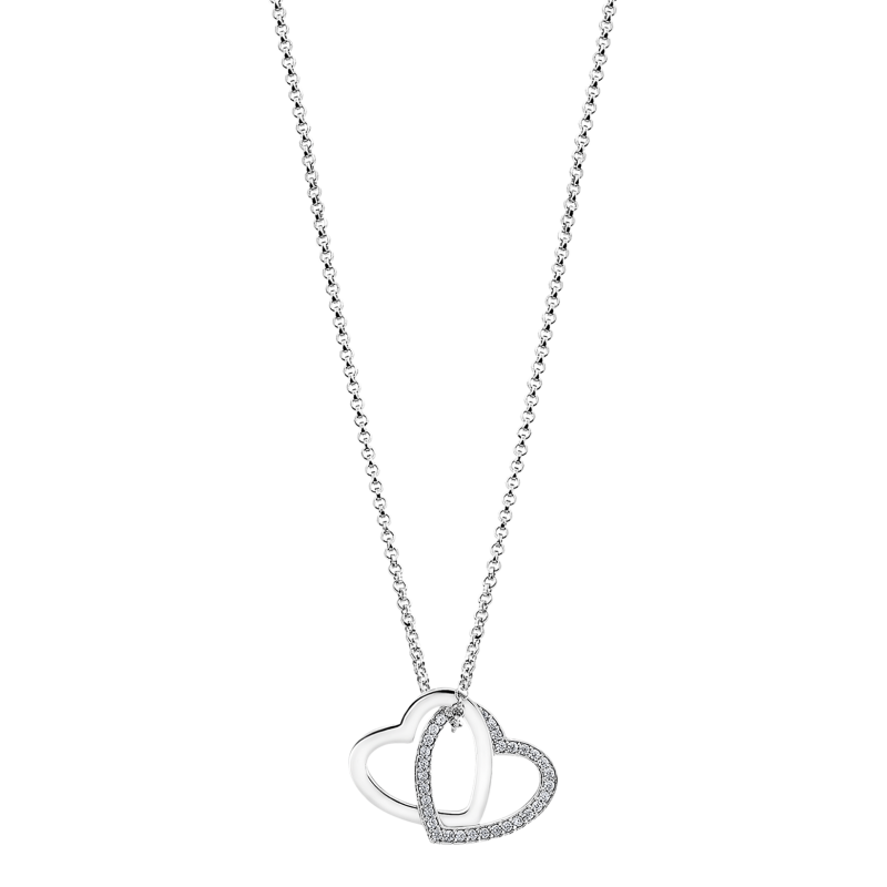 Lotus Silver Collier Femme Argent Doubles Coeurs Empierré - LP1991-1/1 Lotus Silver Collier Femme Argent Doubles Coeurs Empierré - LP1991-1/1