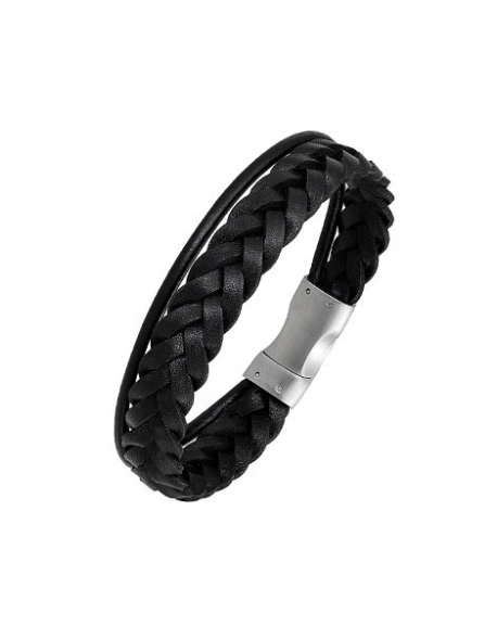 All blacks Bracelet Homme Cuir tressé Noir 682096