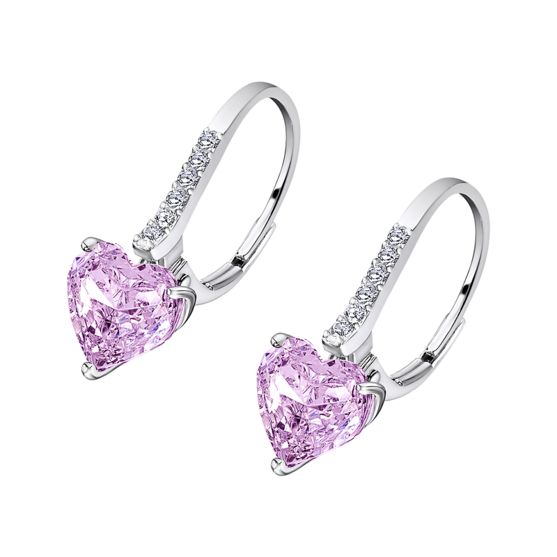 Lotus Silver Boucle D'Oreille Femme Argent Coeur Empierré Rose- LP2004-4/4