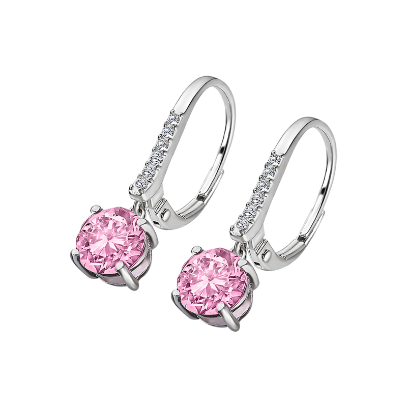 Lotus Silver Boucle D'Oreille Femme Dormeuse Argent Pierre Rose- LP2005-4/C