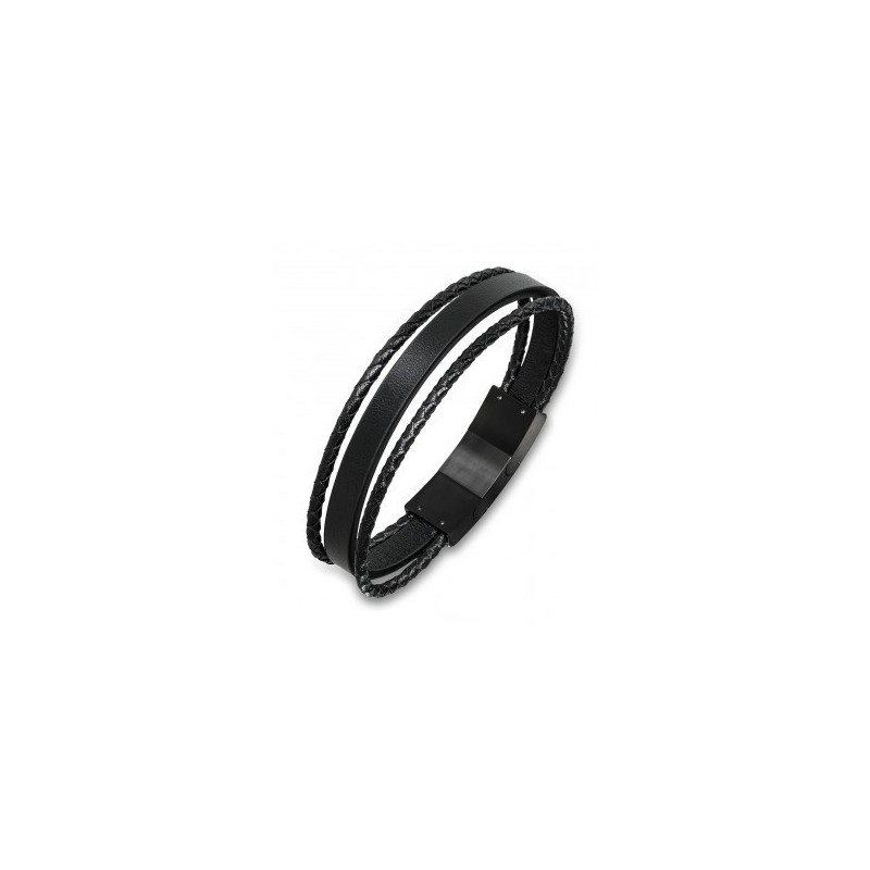 All blacks Bracelet Homme Cuir Noir Multifils 682091 All blacks Bracelet Homme Cuir Noir Multifils 682091