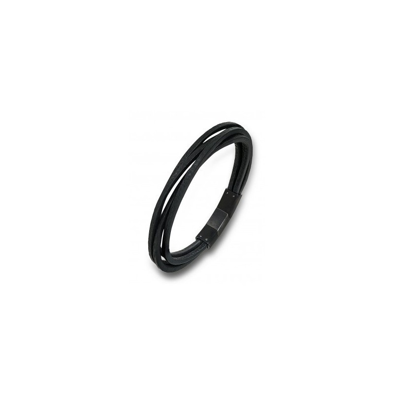 All blacks Bracelet Homme Multifils Cuir Noir 682092 All blacks Bracelet Homme Multifils Cuir Noir 682092