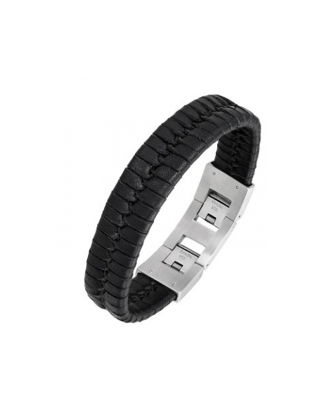 All blacks Bracelet Homme Cuir Tressé Noir 682098