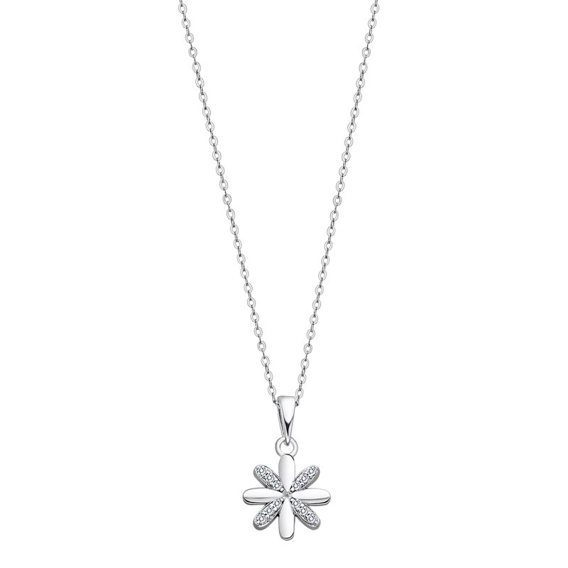 Collier Pendentif Fleur En Relief Couleur Argent - Modèle 3859 - Occasion