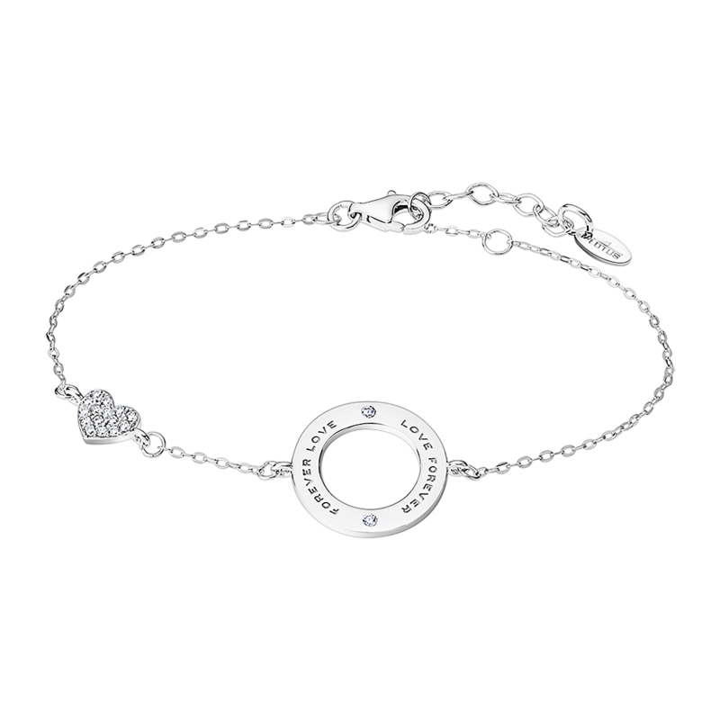 Lotus Silver Bracelet Femme Argent Cercle Et Coeur Strass - LP3127-2/1