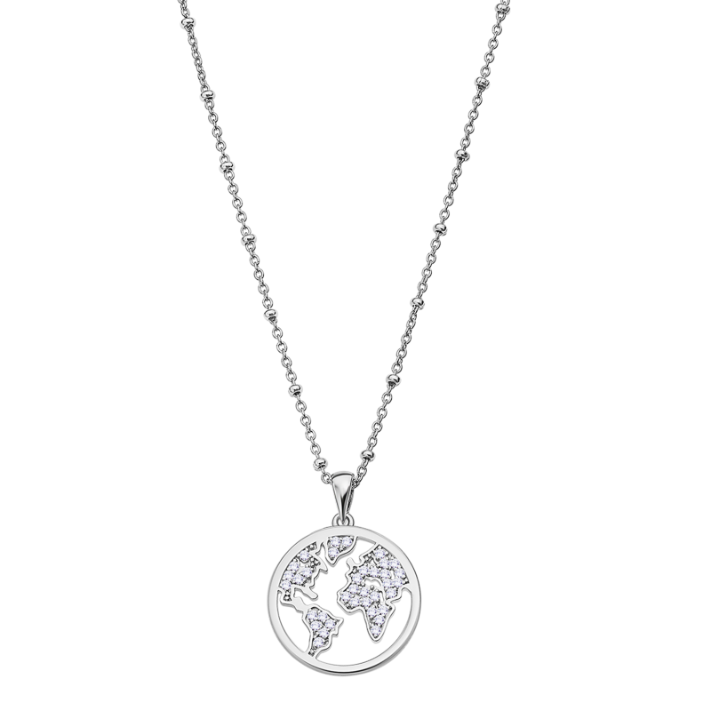Lotus Silver Collier Femme Argent Pendentif Monde Et Strass- LP3216-1/1 Lotus Silver Collier Femme Argent Pendentif Monde Et Strass- LP3216-1/1
