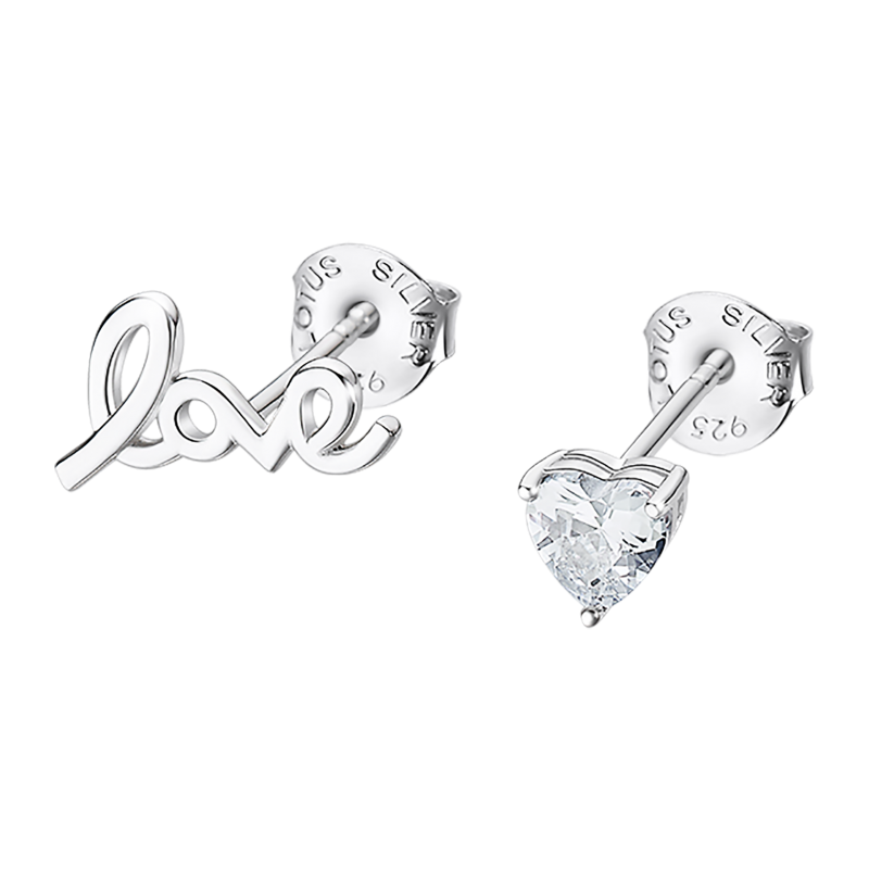 Lotus Silver Boucle D'Oreille Femme Argent Cœur Et Love - LP3221-4/1