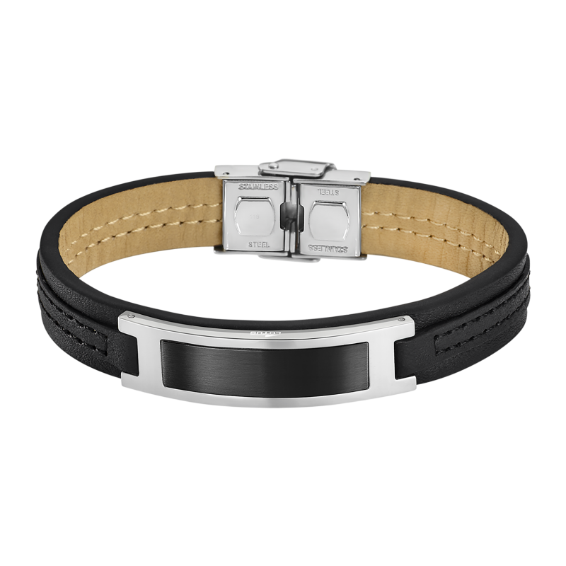 Lotus Style Bracelet homme Men In Black Acier Et Cuir Noir Ref LS1808-2/4 Lotus Style Bracelet homme Men In Black Acier Et Cuir Noir Ref LS1808-2/4